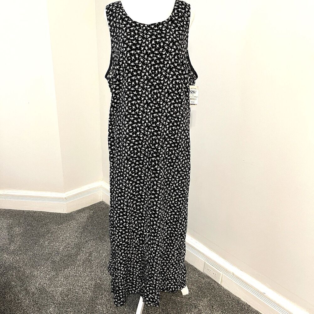 Vintage Worthington Maxi Dress Plus Size 22W Floral Tie Back Waist NEW W Tags